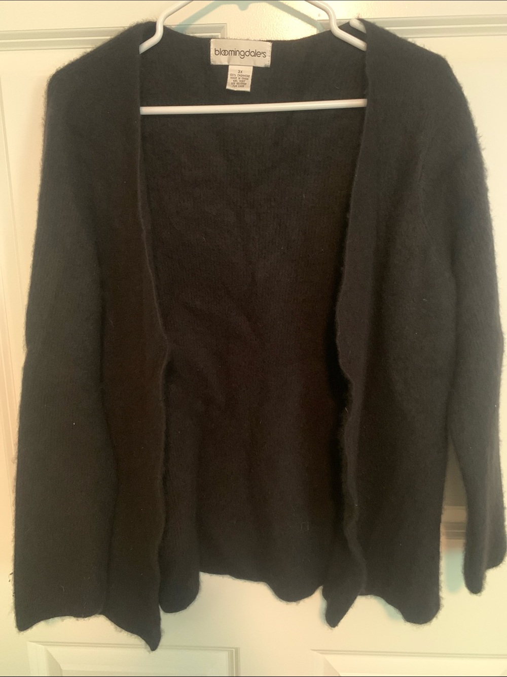 Bloomingdale's 3X Black Open-Front Soft Cashmere Cardigan